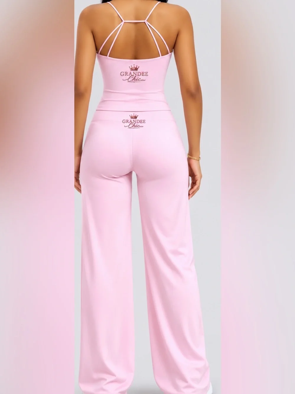 Pink Wide-Leg set “2 pieces “